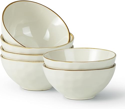 famiware Juego de 6 cuencos de cereales Ocean Square de 6 pulgadas, cuencos de avena para arroz de 23 onzas, aptos para microondas y lavavajillas,