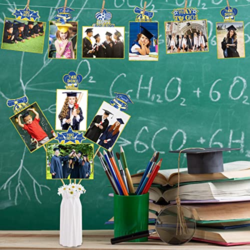 24Pcs Blue And Gold Graduation Decorations Class Of 2023 Graduation Picture Centerpiece Sticks Graduation Decorations Class Of 2023 Centerpiece Graduation Centerpiece Picks Graduation Photo Table Topper #TOP1