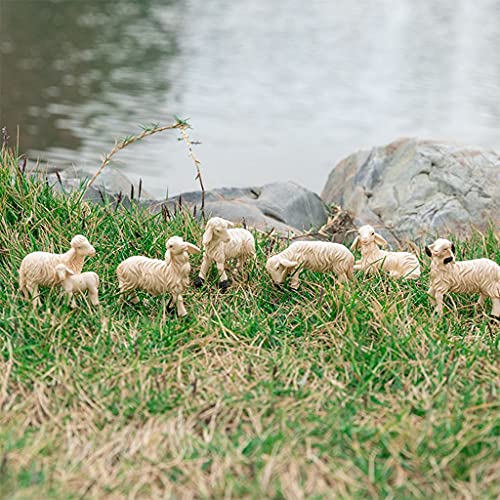 Homdsim Lamb Garden Farm Animal Statues,2Inch, Set Of 6 Standing And Sitting Polyresin Full Color Sheep Fairy Garden Kits Figurines For Miniatures Ornament (6 Pack Lamb) #TOP2