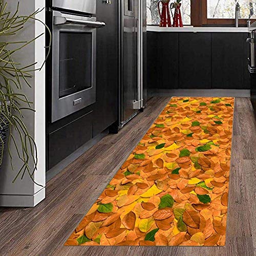 Alfombra para pasillo larga MU 90x350 de hojas 3D moderna antideslizante 3