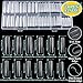 Teenitor Square Nail Tips with Nail Charms Nail Art Brushes, 240pcs XXL Fake Nails with Nail Stand for Extensions, Clear Acrylic Nail Tips Gel Nails Long Full Coverage