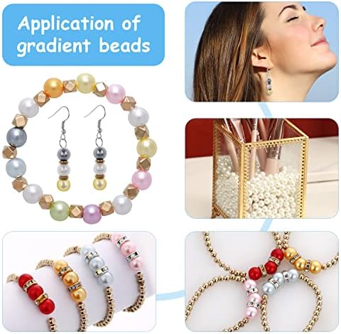 200 Pieces Pearl Beads for Crafting, 8MM Round Glass Pearls Beads with Hole 10 Colors Handcrafted Matte Loose Spacer Pearl Beads for Necklaces Bracelets Making with Box