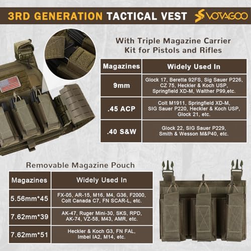 Image of VOTAGOO Gear Tactical Vest, Quick Release Lightweight Airsoft Vest, Adjustable Weighted Vest for Outdoor Hunting Training