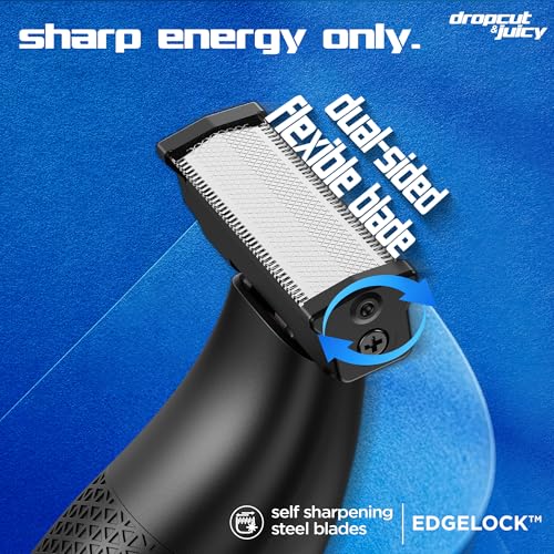 Image of Dropcut & Juicy Groove Flex 4 in 1 Trimmer Men| All In One Body Trimmer| 90 Min Charge Time|100 Mins Run Time| Dual Sided Flexible Blade| Type C Charging (Black & Blue)