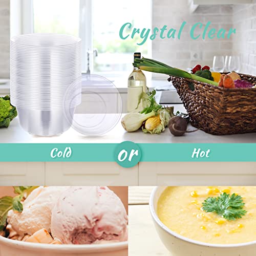 Aoriher 100 Pack 16 oz Plastic Bowls Disposable Serving Bowls for Wedding Bulk Clear Hard Plastic Acai Salad Heavy Duty Dessert Bowl Large for Serving Catering Party Ice Cream Home Supplies by Aoriher - Image 3
