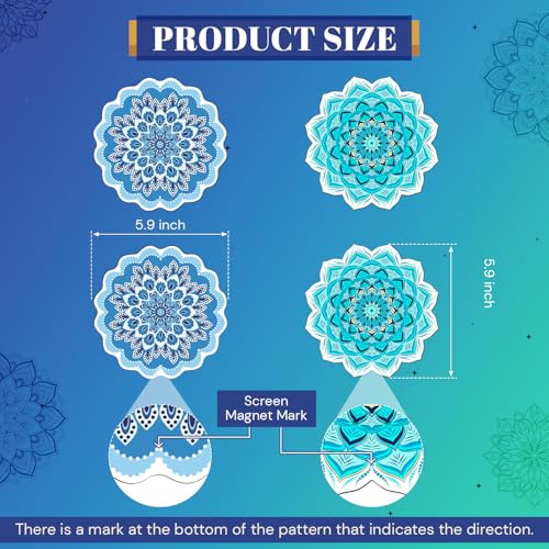 Relaxweex 2 Pairs Mandala Screen Door Magnets 6" Round Double Sided Door Protectors for Sliding Screen Doors, Decorative Magnets to Prevent People & Pets from Running into Windows(Blue Mandala) by Relaxweex - Image 2