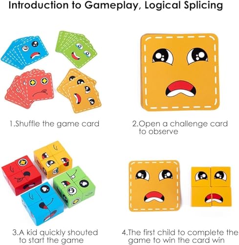 Image of Toy Imagine Emoji Face Cube Puzzle Game for Kids - Fun Expression Matching Challenge for Boys 7-14 Years - Brain Teaser Gift Toy - Creative Learning Game for All Ages