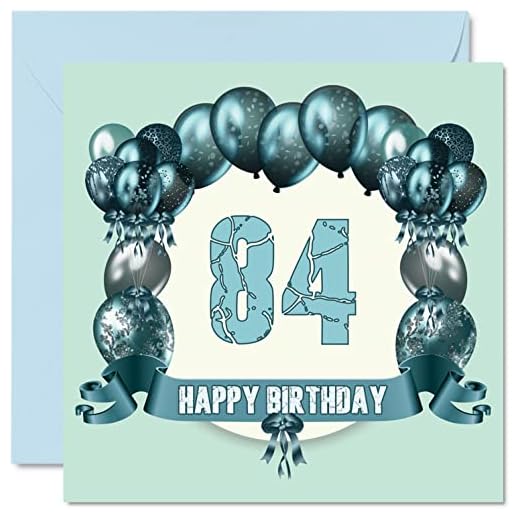 Divertidas tarjetas de cumpleaños 84 para hombres, globos de cumpleaños, tarjeta de feliz cumpleaños para papá, tío, abuelo, tía, bisabuelo, abuela, mamá, niñera, tarjetas de felicitación, tarjeta de