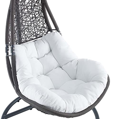 Modway Abate Wicker Rattan Outdoor Patio Porch Lounge Swing Chair Set with Stand in Gray White - Image 5