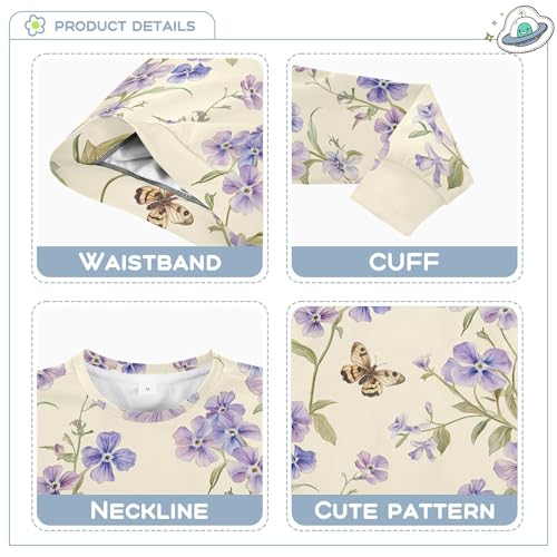 Wudan Safari Phlox Flowers Beige Big Boys Sweatshirts Hoodies Long Sleeve Hoodies for Girls3