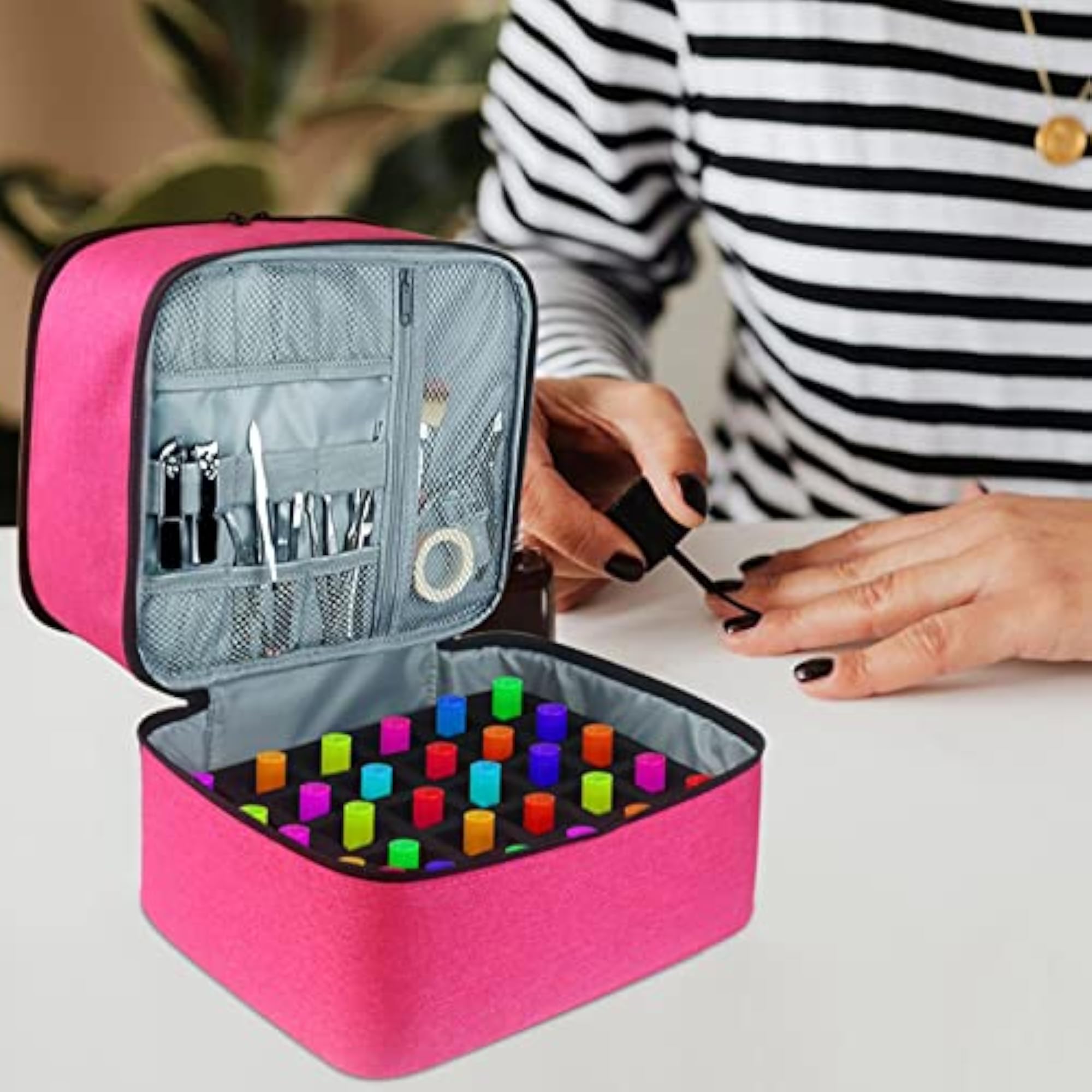 Nylon Double Layer Nail Polish Storage Bag