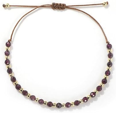 Colorful Crystal Drawstring Bracelets for Women,Gold Plated Beaded Dainty Energy Stone Beads Friendship Good Luck bracelet Handmade Fashion Charm Jewelry Gifts