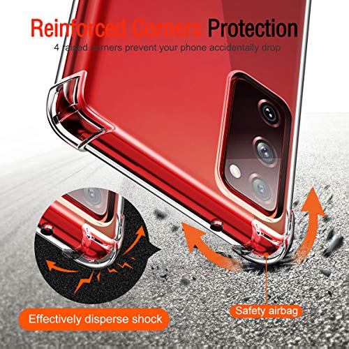 Image of Lustree Back Cover Transparent Case Compatible with Samsung Galaxy S20 FE | Clear + TPU Case with 4 Corner Air Cushion Protection & Camera Protection | Slim& Stylus Cover