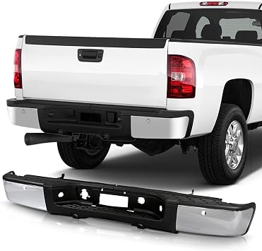 ACANII - For 2007-2013 Chevy silverado/GMC Sierrsa 1500 Chrome Steel Complete Rear Step Bumper w/Sensor Holes Assembly