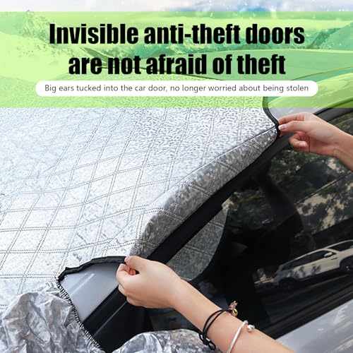 Image of Windshield Snow Cover, Front Windshield Cover for Ice and Snow, Wear-resistant Snow Frost Protection Auto Cover with Independent Earmuffs, Four Seasons Universal Protection Cover, Universal for Cars