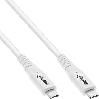 InLine USB4 Kabel, 240W USB-C auf USB-C Ladekabel, PD 3.1, 40 Gb/s, 8K@60Hz, Thunderbolt 3, für Bildschirme, Festplatten, Grafikkarten, Smartphones und mehr, 1,5m, weiß, 35904W