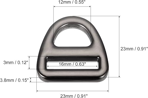 Miniatura 2 de uxcell Ajustador de hebilla triangular, ajustable de anillos en D, triángulo con clip giratorio de barra para correas de bolsa de cincha