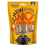 Cadet Chewalicious Chewy 'N Crunchy Spiral Dog Treats, Limited Ingredient, Rawhide-Free, Long-Lasting Chews for Dogs Made with Real Chicken, 3 Count, Pack of 1