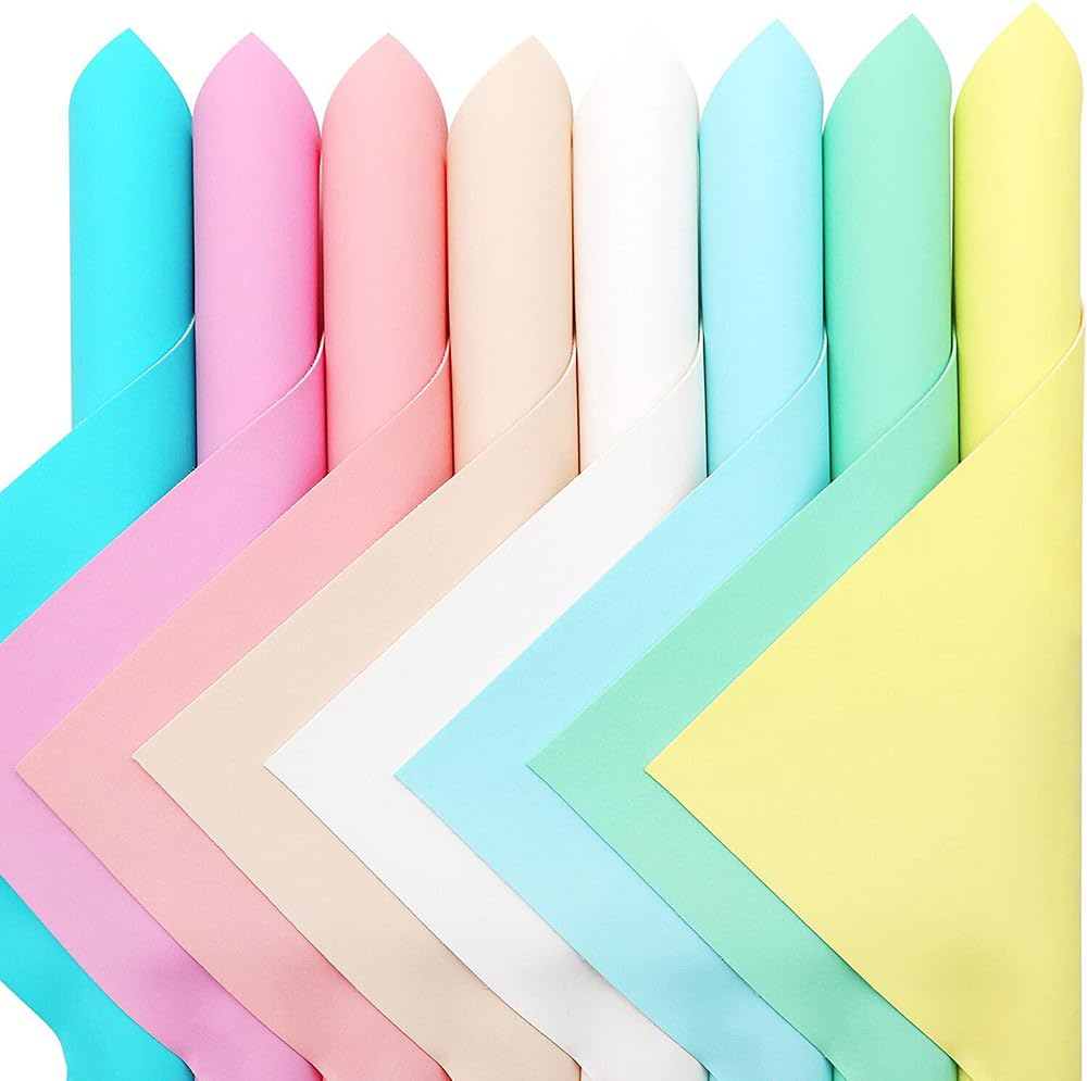 CraftsFabrics 8Pcs Soft Macaron Plain Pastel Candy 30cm Wide PU Synthetic Faux Leather Sheets