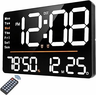 AERYS 16-Inch Digital Alarm Wall Clock, Table Clock Large LED Display with Remote Control, Auto Dimmer,Temp &Humidity, Dua Price In India
