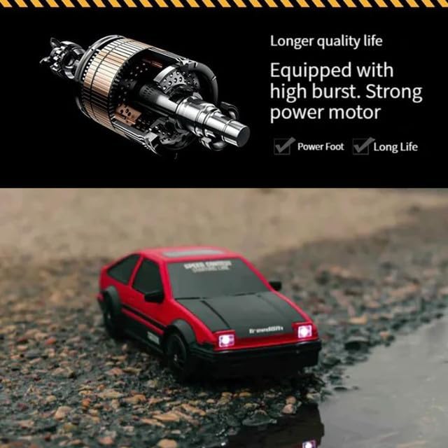 Image of Imports RC Drift Car 1 /24 2.4GHz 4WD Remote Control Sport Racing On-Road Vehicle with LED Light, Batteries and Drift Tires (Style 5)