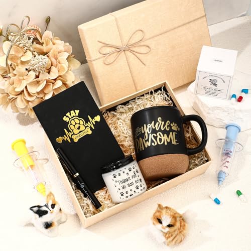 Sayglossy 4 Pcs Vet Tech Week Gift Notebook Coffee Mug Scented Candle Pen(Vet Tech,Black) - Image 5