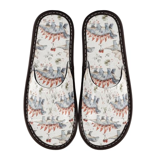 KLL Bathroom Slippers Indoor Ultralight Soft Dorm Home Slides for Pool Gym Bath House 4-5 Beauty Dinosaur Stegosaurus Planetary Impact