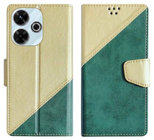 Image of SBMS Flip Cover for Xiaomi Mi Redmi 13 5G / Xiaomi Mi Redmi 13 4G Back Cover Case with Magnatic Closure | Inbuilt Stand | Card & Money Pocket (MultiGreen)