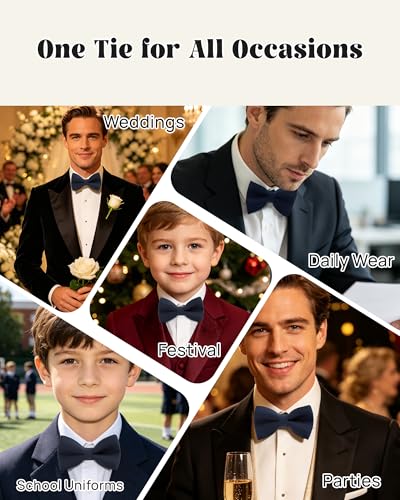 Image of WELROG Classic Pre-Tied Bow Tie for Children & Adults Solid Color Adjustable Bowtie