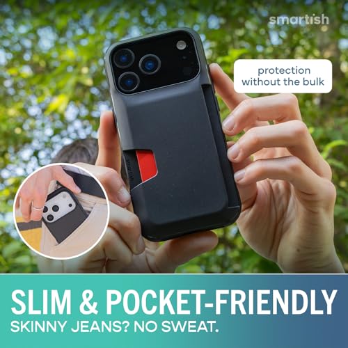 Image of Smartish iPhone 17 Pro Wallet Case + Screen Protector - [Slim + Protective] Phone Case Credit Card Holder + 2-Pack Tempered Glass Screen Protectors for Apple iPhone 17 Pro - Black Tie Affair