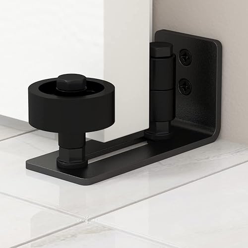 Miniatura 8 de SANKEYTEW Guía de piso inferior para puerta corrediza de granero, (8 en 1) rodillo ajustable para puertas de todos los tamaños, montaje en pared,