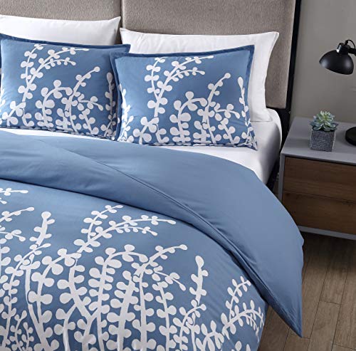 City Scene Branches 100% Cotton-Comforter Set, King, French Blue #TOP2