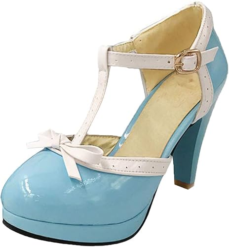 LUXMAX Donna Scarpe Cinturino a T Decollete Plateau in Vernice Decolte  Fibbia con Fiocco Shoes : Amazon.it: Scarpe e borse