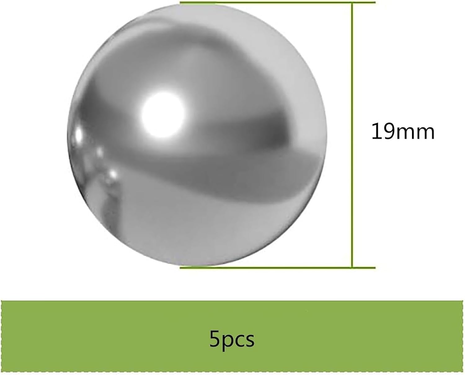 Solid Steel Ball Bearings, Stainless Steel Balls,316L Bearing 16-19Mm,5Pcs(19mm)