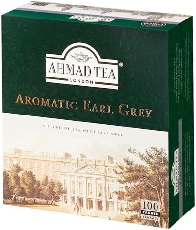 Ahmad Tea Black Tea, Earl Grey Aromatic Teabags, 100 ct - Caffeinated and Sugar-Free