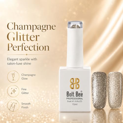 Image of BOLT BEE 15ML Gel Nail Polish 1Pc Clear Pink Glitter Nail Polish Soak Off UV LED Nail Gel Polish Nail Art Starter Manicure Salon DIY at Home, 0.5 OZ (1) (83)