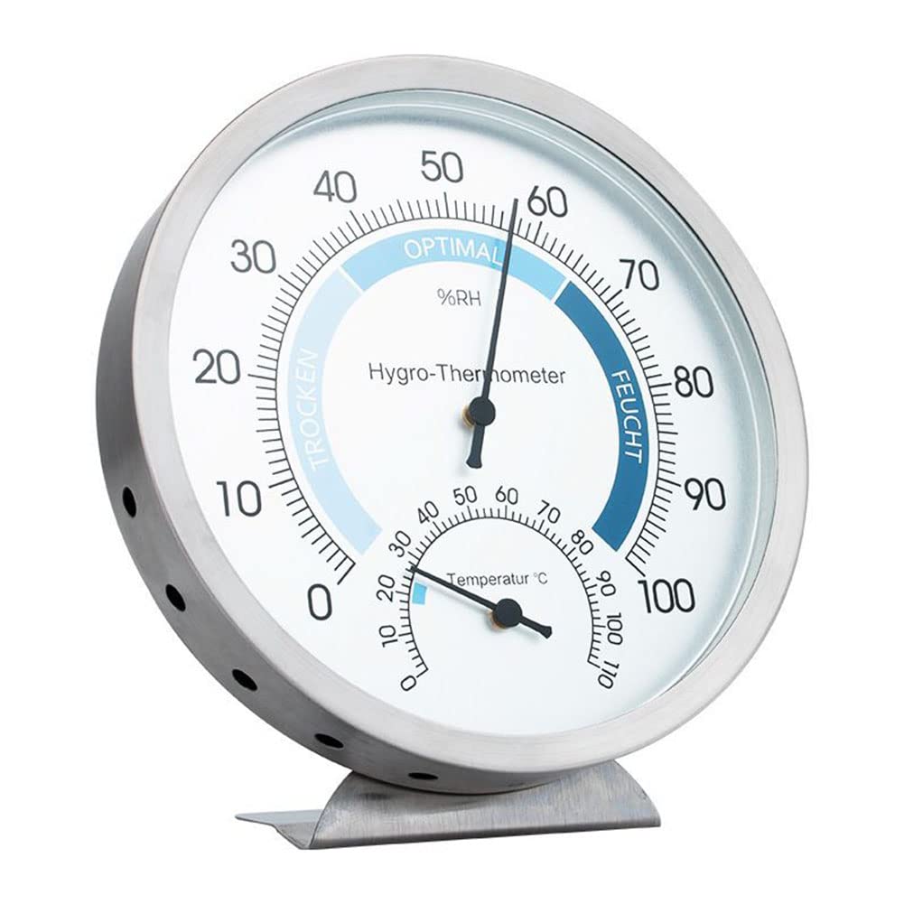 Termoigrometro analogico da 4 pezzi, termometro igrometro per interni ed esterni, clima sano per interni, temperatura e umidità climatica, diametro rotondo 12,7 cm