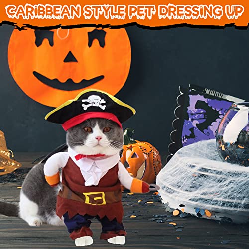 Dog Cat Pirate Costumes- Caribbean Style Pet Dressing Up Cosplay Party Costume With Hat Small To Medium Dogs Cats Kitty Cute Fashion Prop Apparel For Halloween Party Accessories - L #TOP3