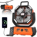 Ventilateur Camping, 20000mah USB Ventilateur Avec Lumière, 0eut...