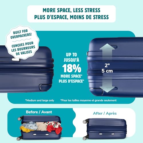 Atlantic Propeller Hardside Medium Luggage – with 8 Spinner Wheels and Retractable Handle, Integrated TSA Lock, Expandable 2", Includes 1 Packing Cube – Dark Navy by Atlantic - Image 6