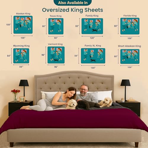 Image of SGI bedding 108 inchx80 inch 4 Pc Florida King Sheet Set 600 TC 18 inch Deep, Burgundy