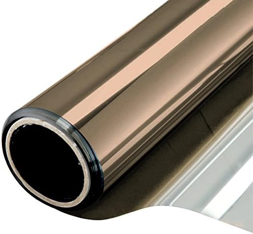 Reflective Window Film Mirror One Way Daytime Privacy Anti UV Static Cling Window Film Removable Decorative Screen Stickers Brown & Silver 6 Mil 23.6 Inch x 6.5 Feet