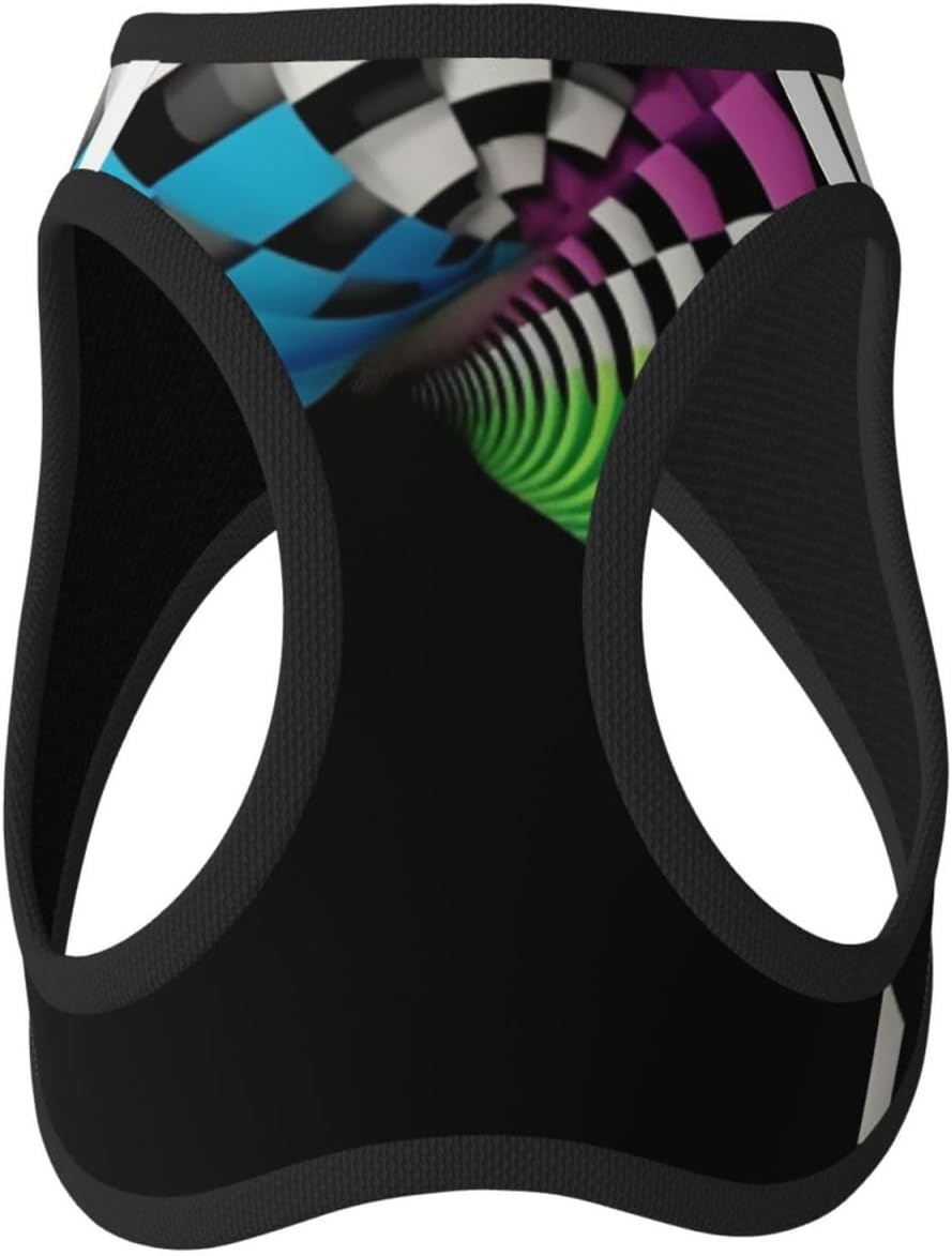Abstract Checkerboard Background Pet Vest Small Size Dog Harness and Leash Set for Training, Reflective & Adjustable with Accessories Medium