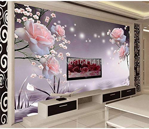 Papier peint fleur rose 3d pour transformer un mur blanc vide - 3