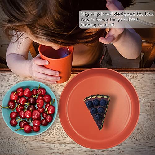 Large Plates And Small Bowls Kid Cups Set Wheat Straw Microwave Safe Dinnner Plates For Pasta,Cereal, Salad，Side Dishes， Kitchen, Camping, Rv 【Set Of 18】 #TOP5