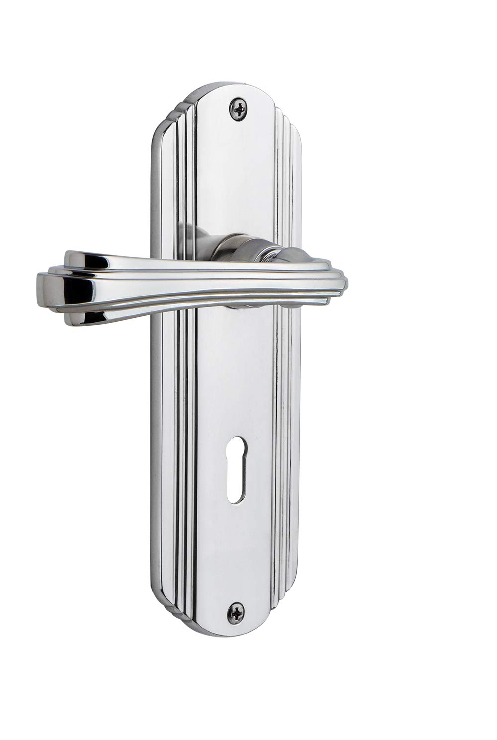 Nostalgic Warehouse Deco Plate Single Dummy with Keyhole Fleur Lever in Bright Chrome