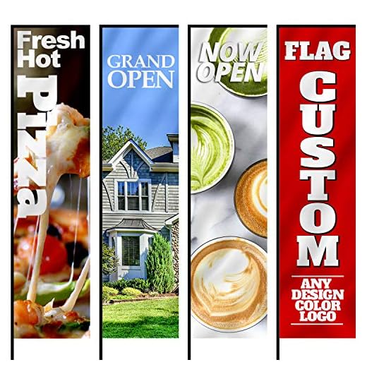 Anley Custom Rectangle Feather Flag 2.5 X 8 Ft Single Sided - Imprima su Propio Logotipo/diseño/Palabras - Banderas publicitarias publicitarias para Interiores y Exteriores (Solo para Banderas)