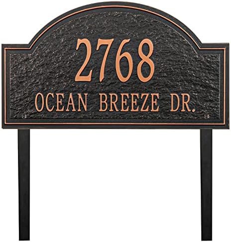 Personalized Address Plaque LAWN MOUNTED - House Numbers Sign Plaque Plate for Lawn Outside,Garden,Yard,Drive way with Stake Large Options (Red Copper)