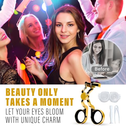 Color Contact Lens Wearing Aid Tool,Contact Lens Applicator Tool,Portable Contact Lens Eyelid Stretcher to Insert or Remove Convenient-Travel Size,Gold