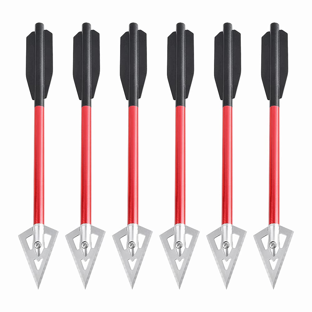 12 PCS 6,3'' 6,8'' Flèche Arbalète en Aluminium pour Cible de Fleche arbalete, Mini Boulons d'arbalète pour Pratiquer la Cible de tir et la Chasse au Petit gibier (Rouge2)